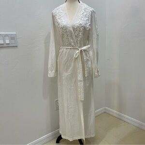 Vtg Eve‎ Stillman Women’s New York White Embroidered Maxi Dressing Nightgown S